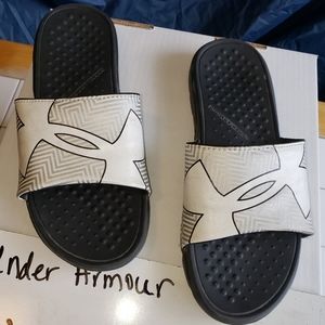 Under Armour slides. Women's 9. Blk/Grey/white